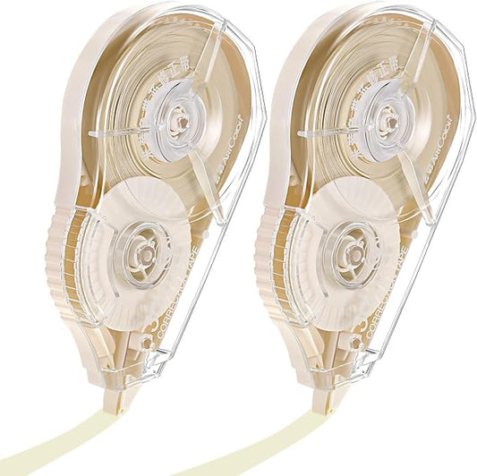 Zonon 2 Pieces Correction Tape Cream Color Beige Corrective Tape Eraser 100 Feet Long for Back to School Office Supplies Crafting, Journal, Note Taking, Case Color May Vary