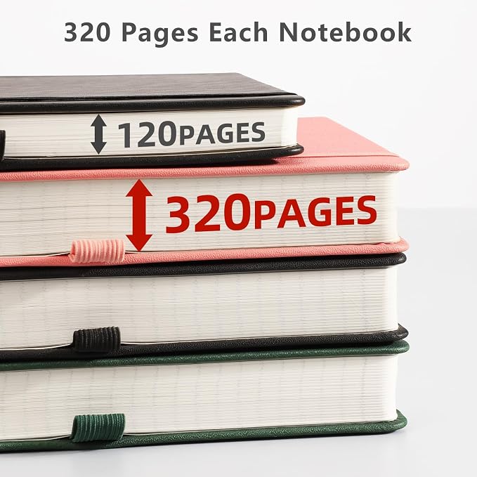 AHGXG Lined Journal Notebook, 320 Numbered Pages, B5 (7.6'' X 10'') | College Ruled Leather Journal for Women, 100gsm Thick College Ruled Paper, Softcover Journal for Writing Work School (Green)