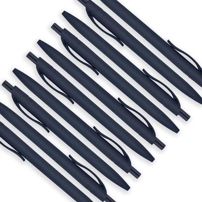 deegtran 100 Pack No Bleed Blue Barrel Click Pens, Wholesale Retractable Ballpoint Pens, Medium Point, Smooth Ink, 1.0MM Black Ink