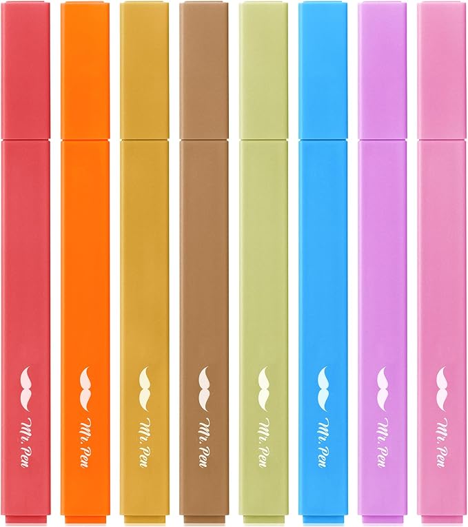 Mr. Pen- Aesthetic Highlighters No Bleed, 8 Pack, Assorted Colors | Chisel Tip, Cute Highlighters Assorted Colors for Journaling, Highlighting, Underlining, Fast Dry, Back to School Supplies