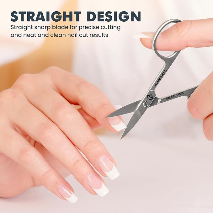 Straight Nail Scissors for Men & Women – German Quality Stainless Steel – Small Manicure Pedicure Scissors for Fingernail, Toe Nail, Eyebrows & Mustache