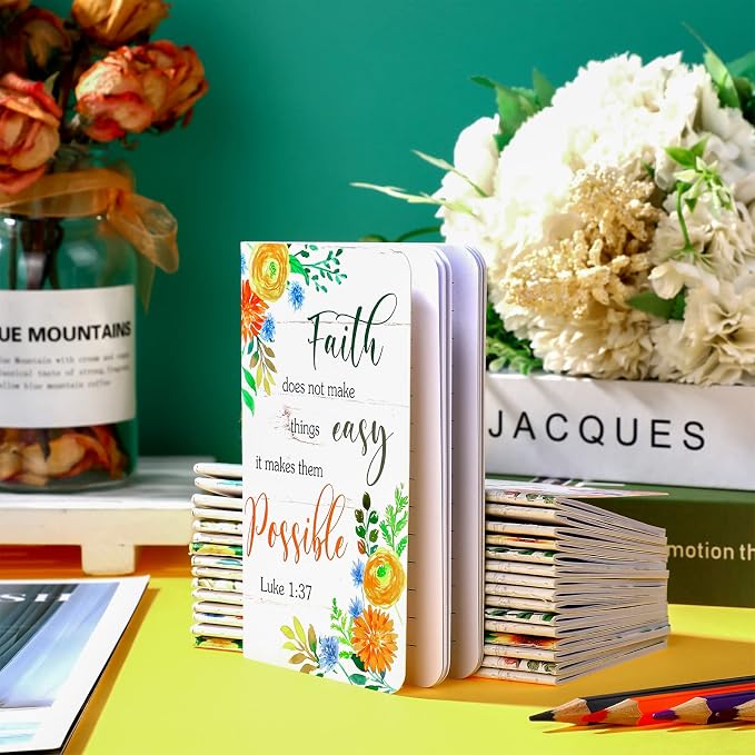 Containlol 16 Pcs Flower Daily Prayer Gift for Women, Bible Verse Notebooks Rustic Floral Inspirational Scripture Quotes Pocket Notepads, School Office, 4.9 x 3.1 Inches(Vivid Style)