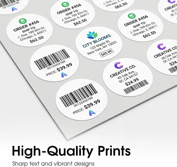 2" Printable Round Labels for Laser and Inkjet Printers - 600 Blank Labels, 30 Sheets for Thank You Stickers, Price Tags, QR Codes, Business Logos - Spartan Industrial Template C004