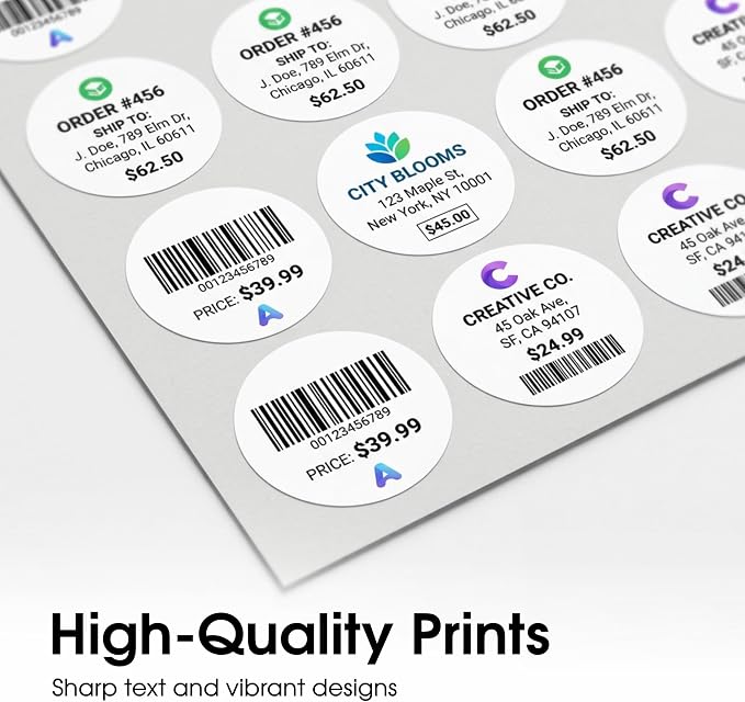 2" Printable Round Labels for Laser and Inkjet Printers - 10000 Blank Labels, 500 Sheets for Thank You Stickers, Price Tags, QR Codes, Business Logos - Spartan Industrial Template C004