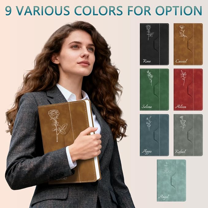 ENOMY Personalized Notebook Journal with Pen & Gift Box Custom Notebook A5 Hardcover Notebook Set for Men Women Lined Journal for Work College Graduation Xmas Gifts (Brown)