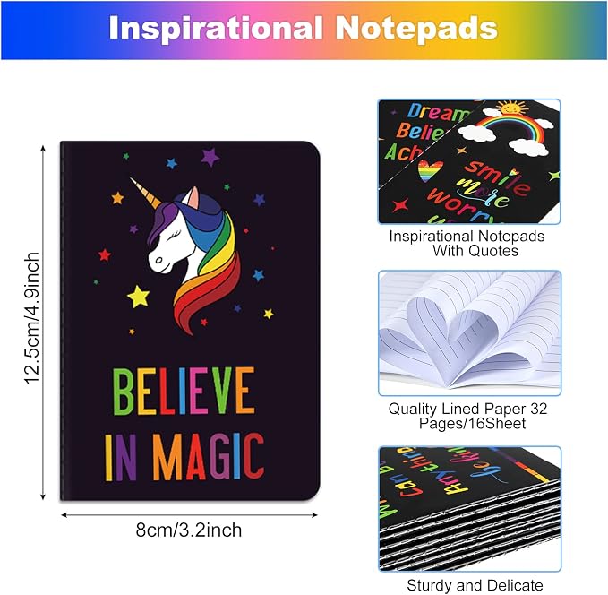 24 Pieces Mini Inspirational Notepads Bulk Gifts Cute Motivational Journal Notebooks Small Pocket Lined Positive Inspiring Notebooks for Home and Office School Travel Supplies,8 Styles,3.2 x 5 Inches