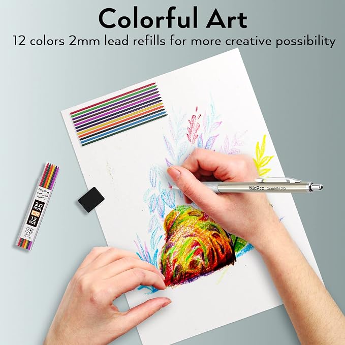 29PCS Metal Mechanical Pencil Set, Professional Drawing Kit in Leather Case | Mechanical Pencil Pack: 0.3 0.5 0.7 0.9 2mm Pencil Holder, (6B 4B 2B HB 2H 4H) Lead, Erasers, for Art Drafting Sketching