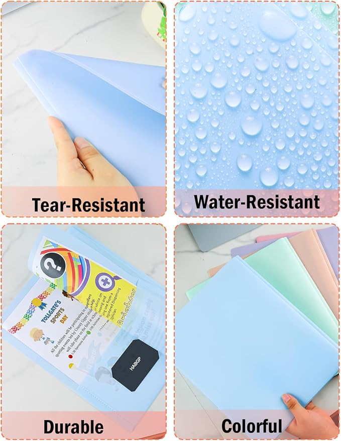 2 Pocket Folder with Prongs (10 Pack, Pastel), Plastic Folders with Pockets | Pastel Colors, Business Card Holder, Fit Letter Size, Organizing Papers, in School, Office, Business