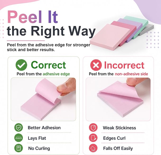 Fainne 120 Pads Sticky Notes Bulk 1.5 x 2 Inch Mini Self Stick Note Small Assorted Bright Colors Paper Memo for Office School Notebook Supplies 50 Sheets/pad (Simple Style,Pastel Mix)