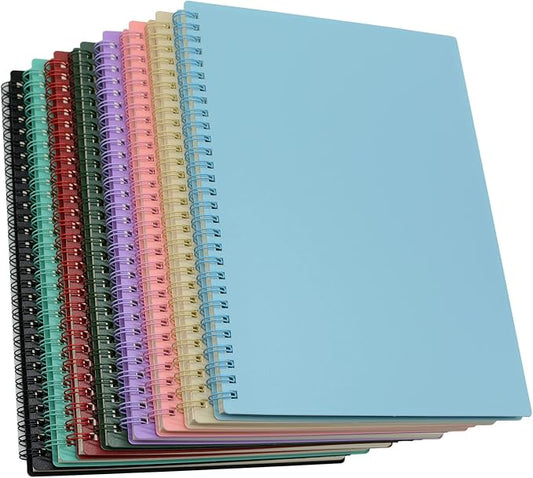 Yansanido Spiral Notebook, 8 Pcs 10.5 Inch x 7.45 Inch B5 Thick Plastic Hardcover 7mm College Ruled 8 Color 80 Sheets -160 Pages Journals for Study, Work, Travel and Notes (B5, 8 Pcs 8 Color)