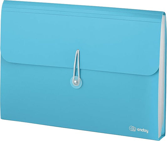 Accordion File Organizer Blue, 7 Pocket Expanding File and Cover Folder with Labels, Plastic Portable Desktop Letter A4 Paper, Also Available in Red, Green, Pink, Purple, Grey, 1 Pc – By Enday