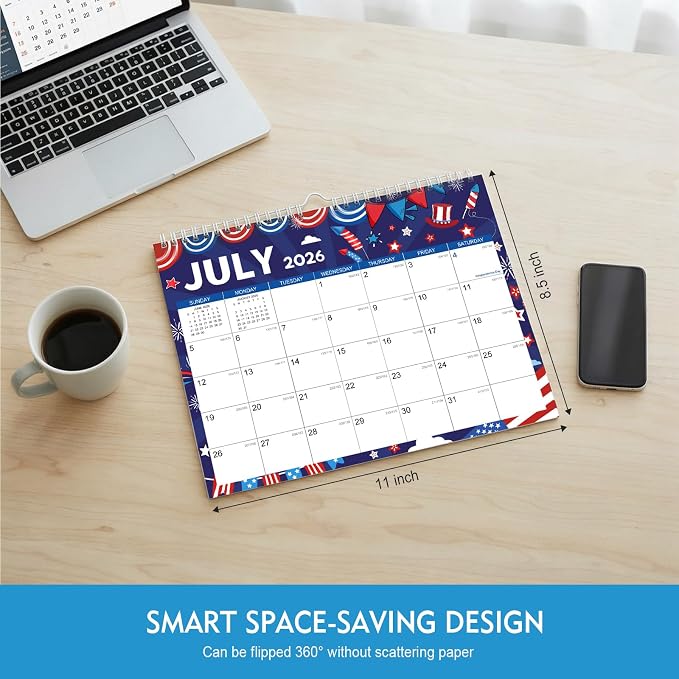 Comix 18 Month Wall Calendar 2026-2027 11x8.5 Inch, Monthly Planner Jul 2026 to Dec 2027, Thick 120GSM Paper with Stable Twin-Wire Binding for Home Office Planning