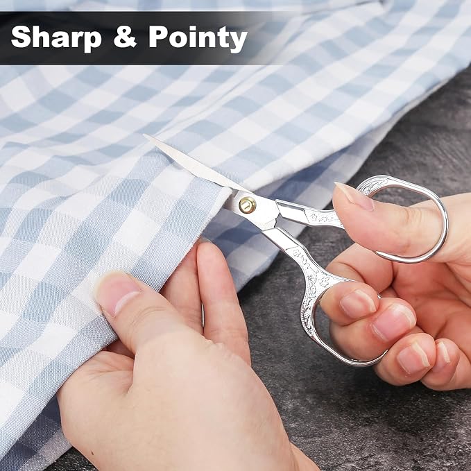 Small Embroidery Scissors,Set of 2 Sewing & Craft Scissors for Precision Cutting,Stainless Steel Fabric Paper Scissor,Gold & Silver