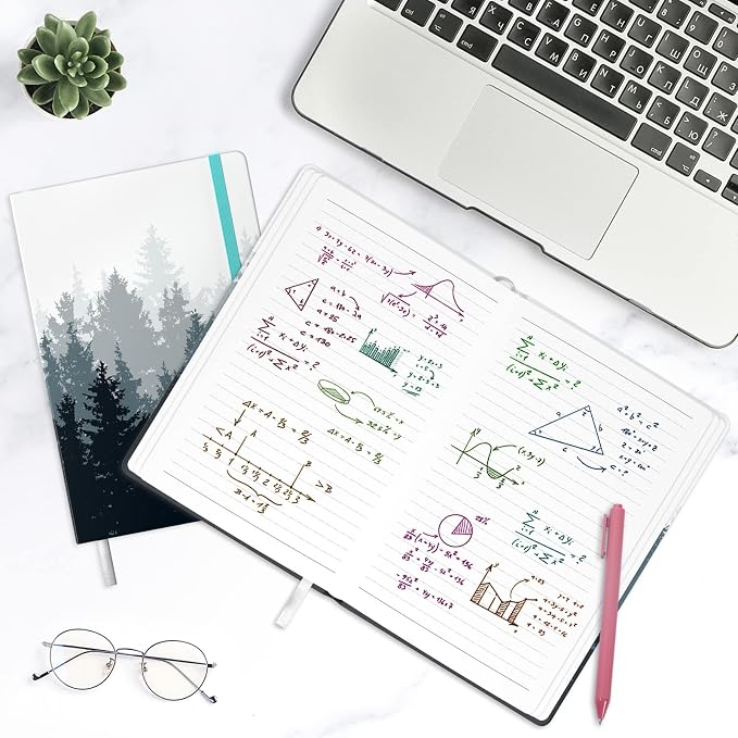 Lined Journal Notebook, Hardcover Journal for Women, Medium 5.7 x 8.4 in, 160 Pages Thick Paper, Cute Aesthetic Floral College Ruled Notebook for Journaling Writing Work Office School, Forest