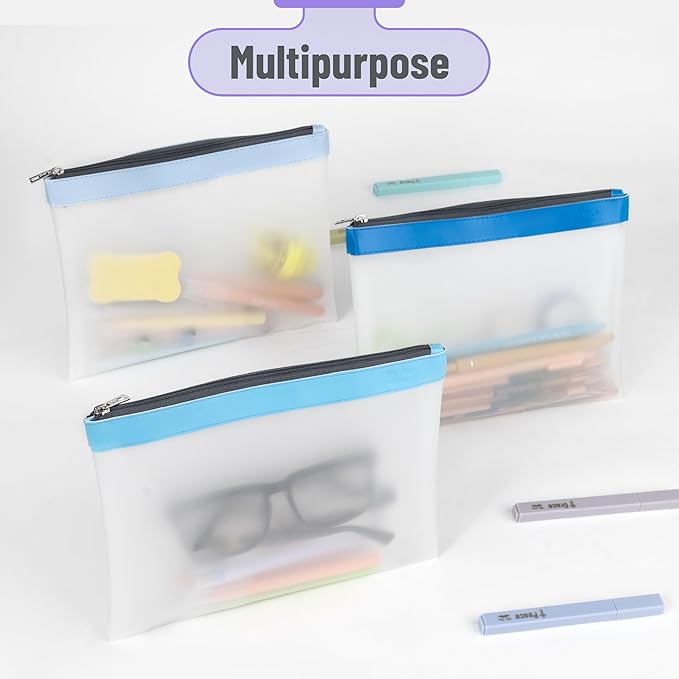Mr. Pen- Clear Pencil Pouch, 9" x 6.88", 3 Pack, Durable TPU Material | Large Water-Resistant Pencil Bags with Smooth Zipper, Multipurpose Clear Pouch for Stationery, School, Office