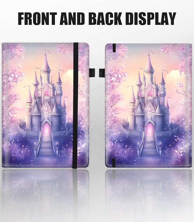 Hardcover Executive Notebooks, A5 PU Leather Lined Journal Notebook, 200 Pages Thick Paper Subject Notebooks for School,Work,Home Writing Business Notebook, Diary Book ，Pink Castle