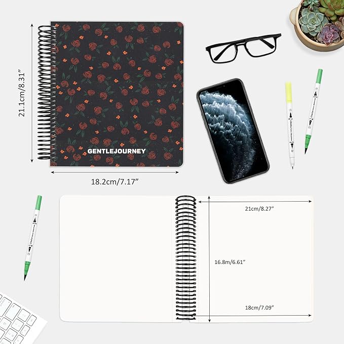 Hardcover Sketchbook,7.2"x8.3"Spiral Bound Drawing Pad,Midnight Roses | 150gsm(92lb)Acid-Free Thick Paper,Blank Art Journal for Adults,Artists&Beginners,Ideal for Sketching,Doodling and Mixed Media