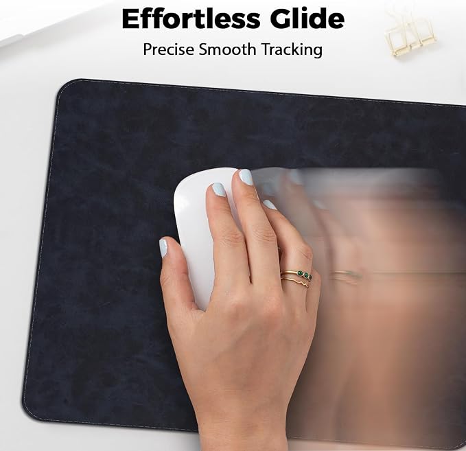 Mouse pad, Non-Slip Washable Waterproof Computer Mouse mat Thick for Laptop Wireless Mouse Home Office Travel, Portable 9.8"x 8.3" S Dark Blue