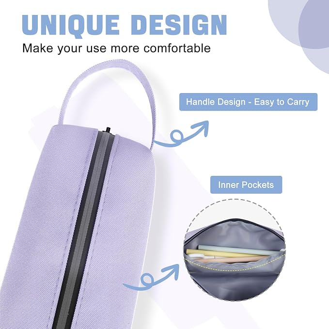 Fmeida Purple Pencil Case, Spacious Pencil Bag with Waterproof Zipper, Portable Pencil Cases with Carrying Handle, Practical Pencil Pouch Bag Pen Holder Stationery Organizer