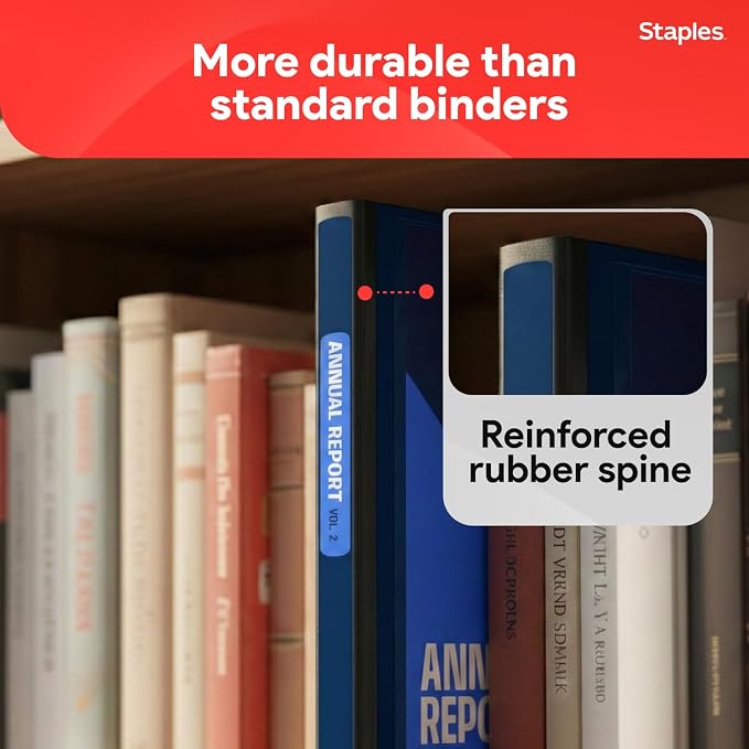 Staples Better View 1.5-Inch D-Ring Binder, Blue – Durable 3-Ring Binder with Clear Overlay for School & Office