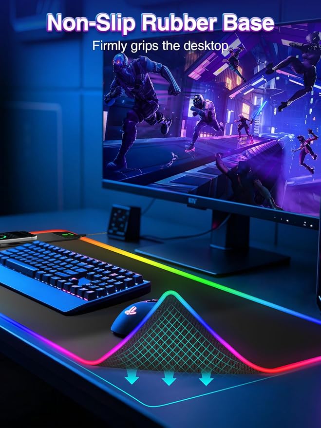 XL RGB Gaming Mouse Pad with 15W Magnetic Wireless Charging, 31.5'' x 11.8'' Extra Large LED Mousepad, 24 Lighting Effects Desk Mat with Non-Slip Rubber Base, Waterproof Ultra-Smooth Surface