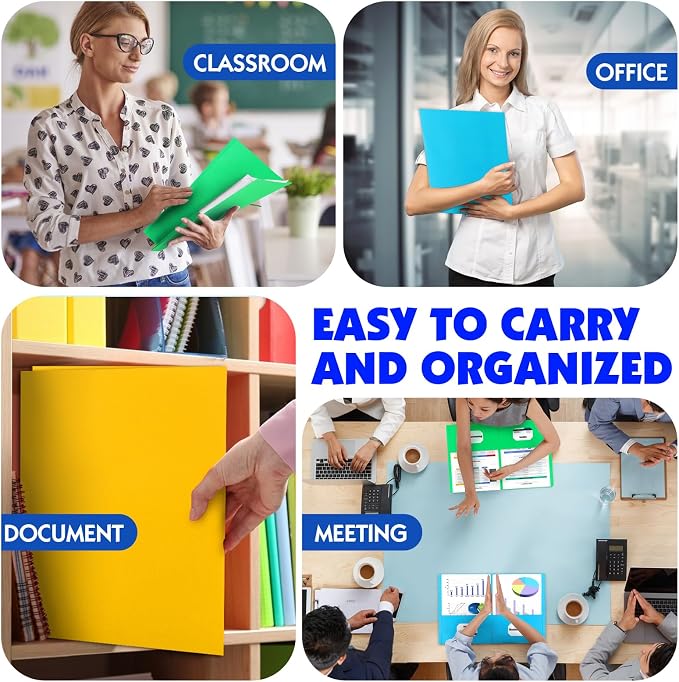 TUXIYA Folders with Pockets, 2 Pocket Folders 110 Pack, Assorted 10 Colors, Letter Size Thick Paper Pocket Folder for School Office Business Home