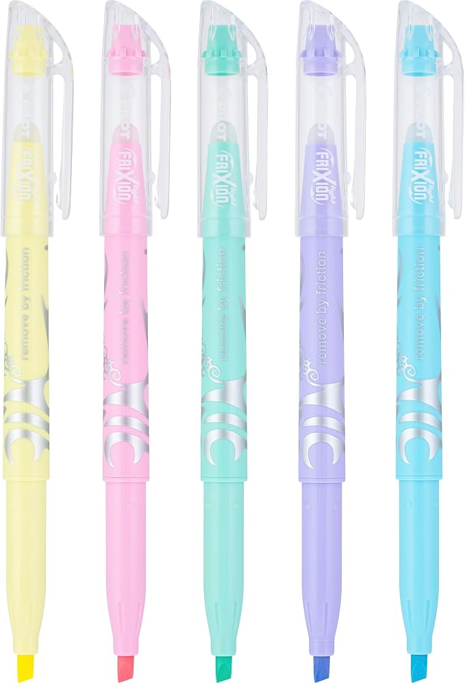 Pilot FriXion Light Pastel Collection Erasable Highlighters, Chisel Tip, Highlighter Pens, Assorted Color Inks, 5-Pack