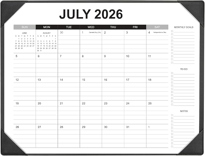 Desk Calendar 2026-2027 with Desk Mat – 22" x 17" Large Desk Pad Calendar Runs from July 2026 to December 2027, Office Supplies Desktop Monthly Calendar for Home & Office