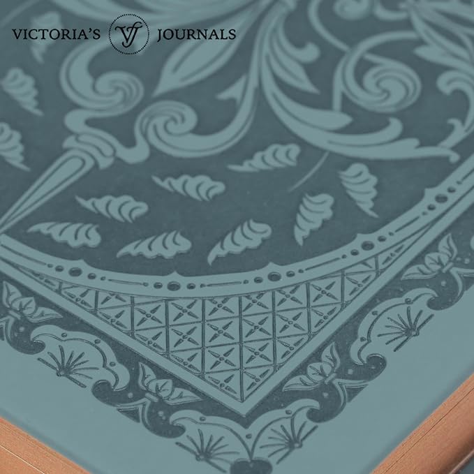 VICTORIA'S JOURNALS Vintage Journal Faux Leather Gilded Edge Hardcover | Retro Embossed Cover, Fountain Pen Friendly Paper, Premium Vegan Leather Notebook, Gilded Edges, Great for Gifting