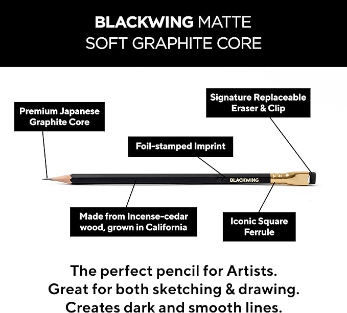 Blackwing Matte Pencils, Soft Graphite for Writing & Drawing, 12 Count