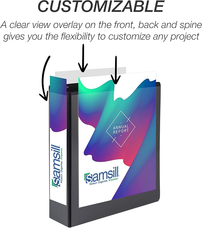 Samsill Durable 2 inch 3 Ring Binder, D Ring Binder, 100% Recycled Chipboard, Black, 12 Pack
