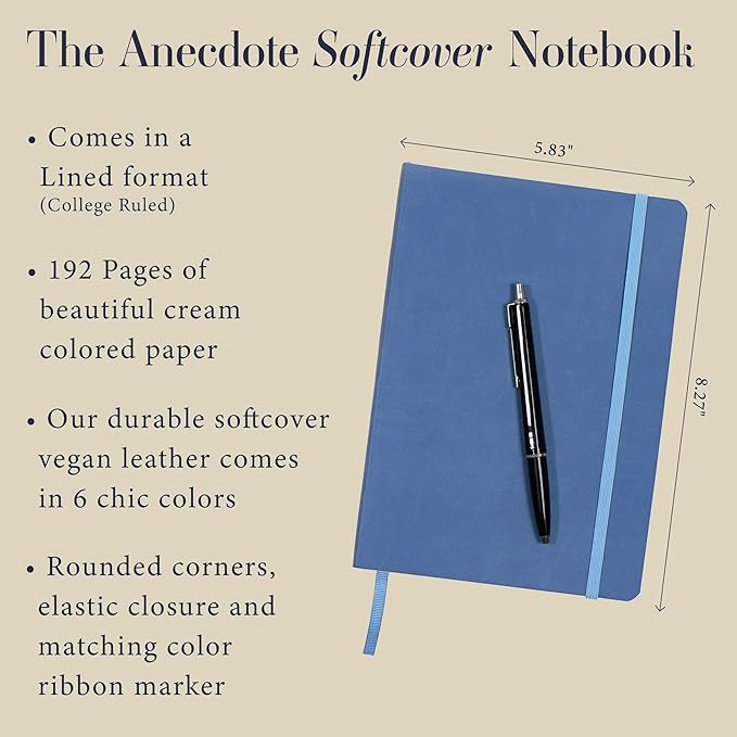 Softcover Ruled Journal with Thick 80 gsm Lined Cream Paper A5 size (8.3 inches x 5.4 inches) - Daily Writing Notebook for Travel, School and Office Use - Diary for Women and Men - French Blue
