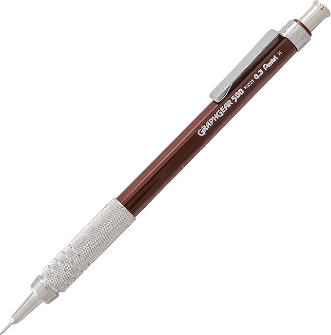 Pentel GraphGear 500 Mechanical Drafting Pencil, (0.7mm), Medium Line, Blue Barrel, Pack of 4 (PG527BP4C)