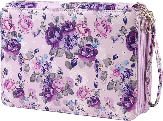 200 Slots Colored Pencil Case Organizer, 4 Layer Bag | Twill Oxford fabric,203 elastic loops,detachable handle,for travel, home storage,drawing tools,creative gifts