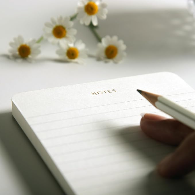 Pinesman - Elegant Desk Notepads for Professionals, Executive's Memo Pads, Minimalist, Gold Foiled, Lined, 5 Pack, 375 Sheets Total (75 Each), 6.3" x 3.9”, 95 GSM, Eco-friendly, FSC™ Certified