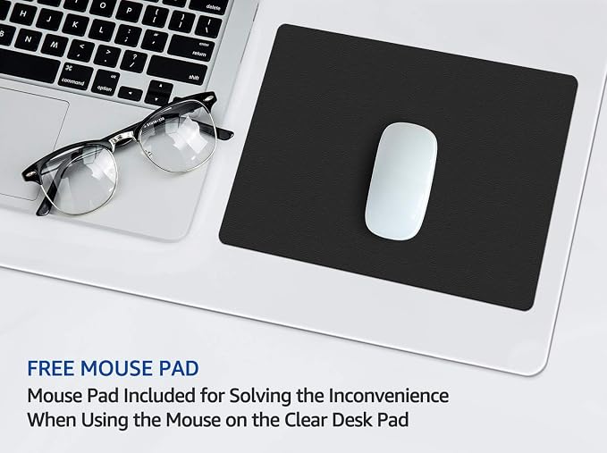 Easy Easy Life Clear Desk Mat Pad 14’’x24’’ Transparent PVC Desk Blotter Plastic Vinyl Desk Pad on Top of Desks Waterproof Writing Desk Pad Table Cover Protector Mat with Mouse Pad for Office Desktop