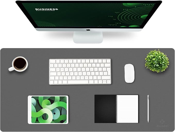 K KNODEL Extra Large Desk Mat, Leather Mouse Pad (35.4"x17", Dark Gray) | Desk Pad, Keyboard Pad, Computer and Laptop Mat, Desktop Protector and Cover, Writing Pad and Blotter for Home Office