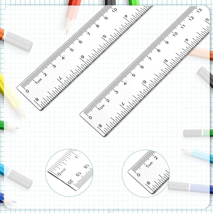 3 Pack 8 Inch Ruler Set Plastic Straight Ruler Transparent Measuring Tool Acrylic Clear Ruler for School Office Student(Transparent)