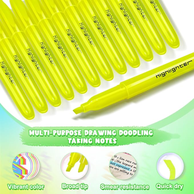 360 Pcs Yellow Highlighter Bulk Highlighters Markers Chisel Tip Highlighter Pens for School Classroom Office (360)