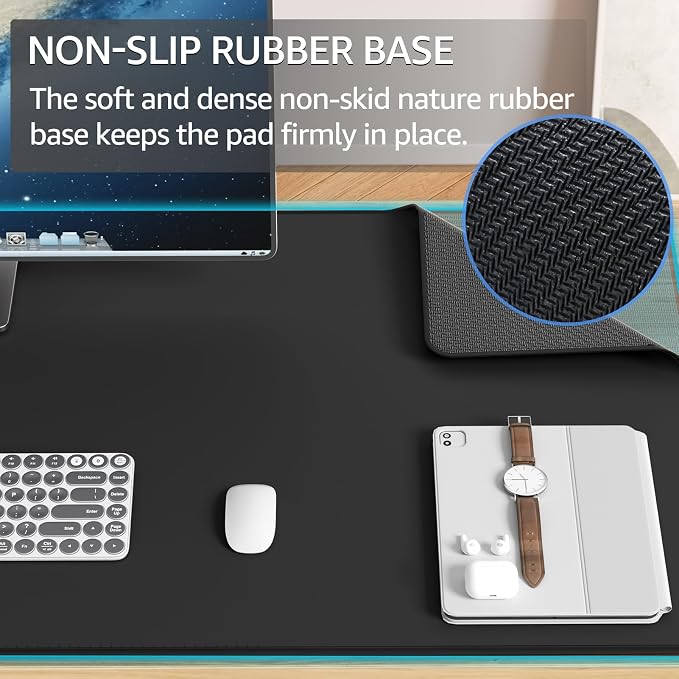 KTRIO Oversized Gaming Mouse Pad Desk Mat for Gamer, 47.3" x 23.6", Black | Full Desk Coverage, Superior Micro-Weave Cloth, Non-Slip Rubber Base, Durable Stitched Edges, Water-Resistant Coating