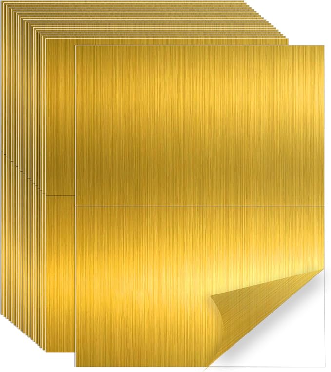 Gold Half-Sheet Printable Shipping Labels- 5 1/2 x 8 1/2- Holographic Gold Mailing Labels- Laser/Inkjet Compatible - 40/Pack