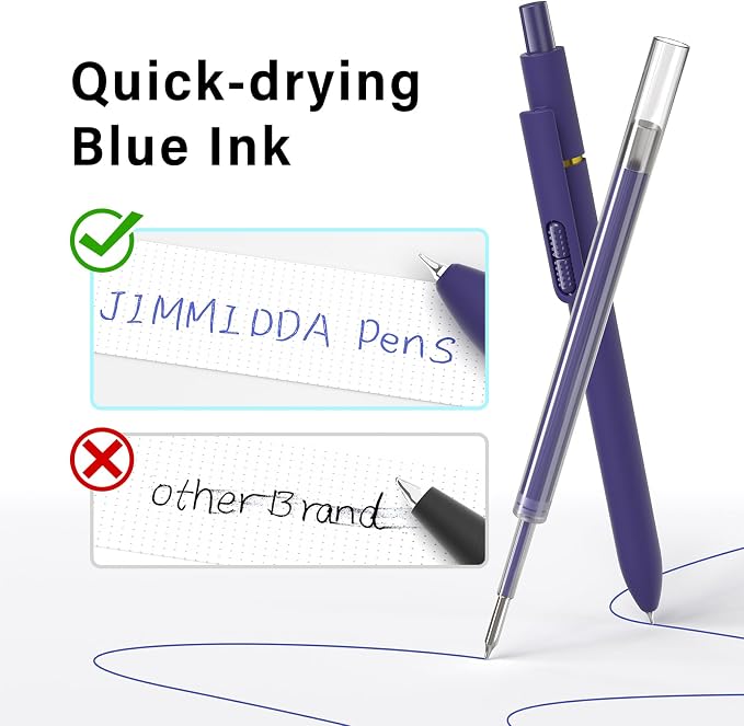 16 Pack Blue Gel Pens with Fidget, 0.7mm Quick-Drying Blue Ink | Fine Point Smooth Writing - Stress Relief Retractable, Soft Grip Cute Pen for Journaling, School Office, Gift Vintage Morandi