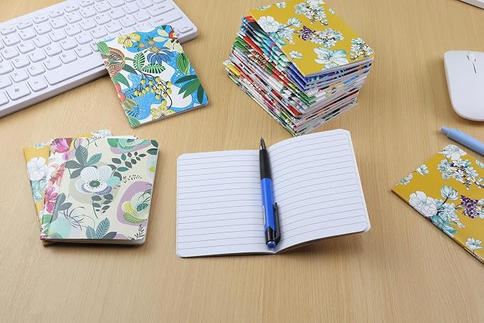 24pcs Mini Notebooks,3.5" x 5" Pocket Notepads,Small Journal for School Office Home Travel Gift Supplies(Flower)