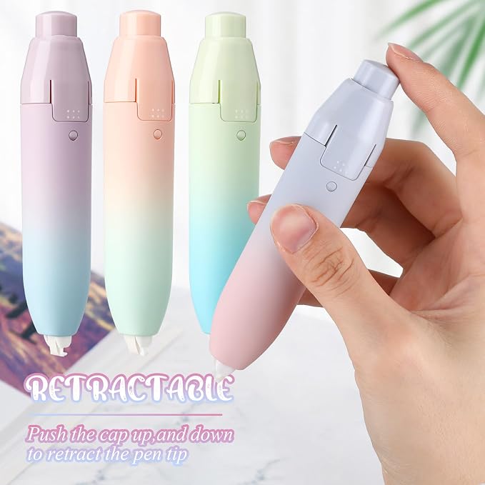 4 Pcs Quick Dry Correction Tape Aesthetic Gradient Color Refillable Retractable Mini Small Correction Tape Cute Correction Pen Kawaii Japanese Office Supplies Easy to Use Applicator for School
