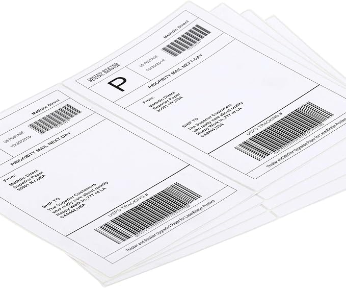 4000 Labels Half Sheet Matte Blank White Round Corner Self Adhesive Shipping Labels for Laser and Ink Jet Printers