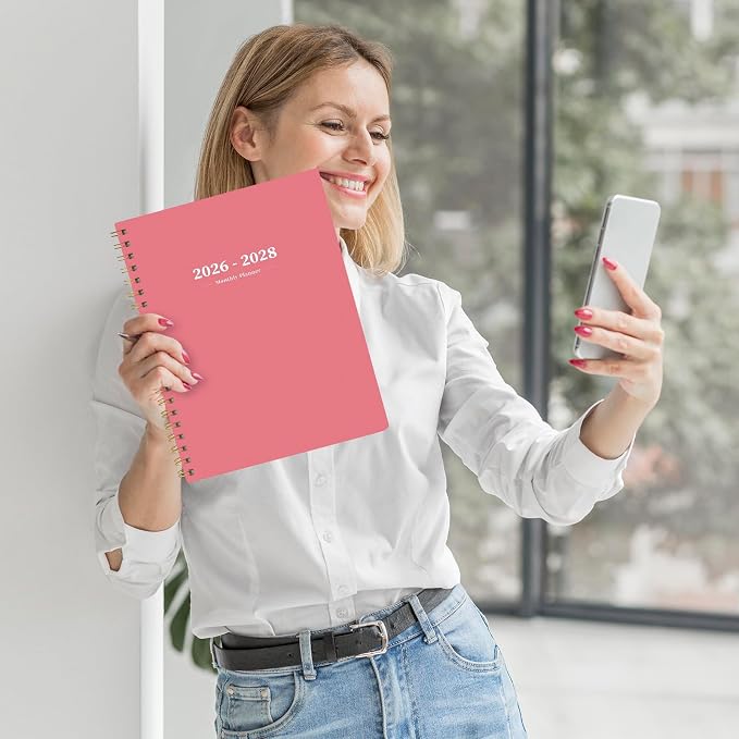 Monthly Planner 2026-2028,2 Year Monthly Calendar Planner,JUL 2026-JUN 2028 | A4(8.5" x 11"),24 Months Planner with Tabs, Spiral Bound, PVC Cover, Inner Pocket for Student, Teacher, School and Office Use