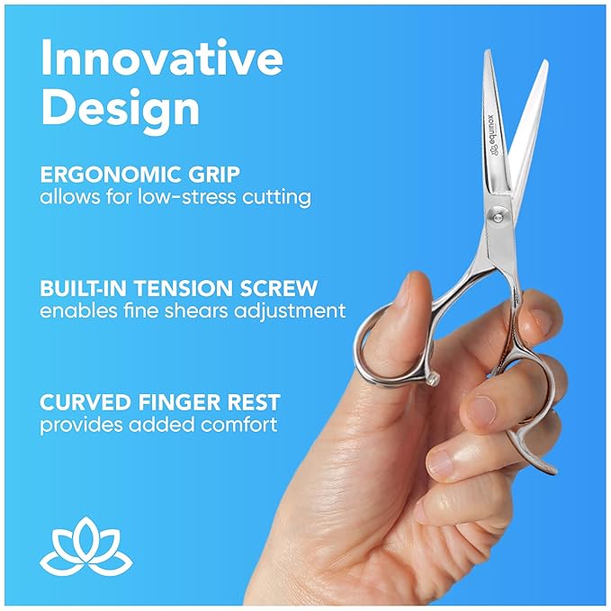 Equinox International, Professional Hair Scissors, Hair Cutting Scissors Professional, 6.5” Overall Length, Barber Scissors For Men & Women, Premium Shears For Salon & Home Use (Ice Tempered, Silver)