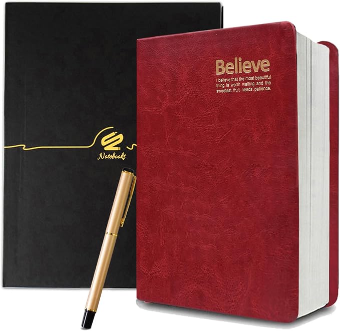 Lemical 720 Pages Horizontal Line Notebook with Pen Gift Set Vintage Retro Leather Cover Thick Notebook Travel Journal Diary Writing Book Memo Journal Notepad Diaries Drawing Sketchbook