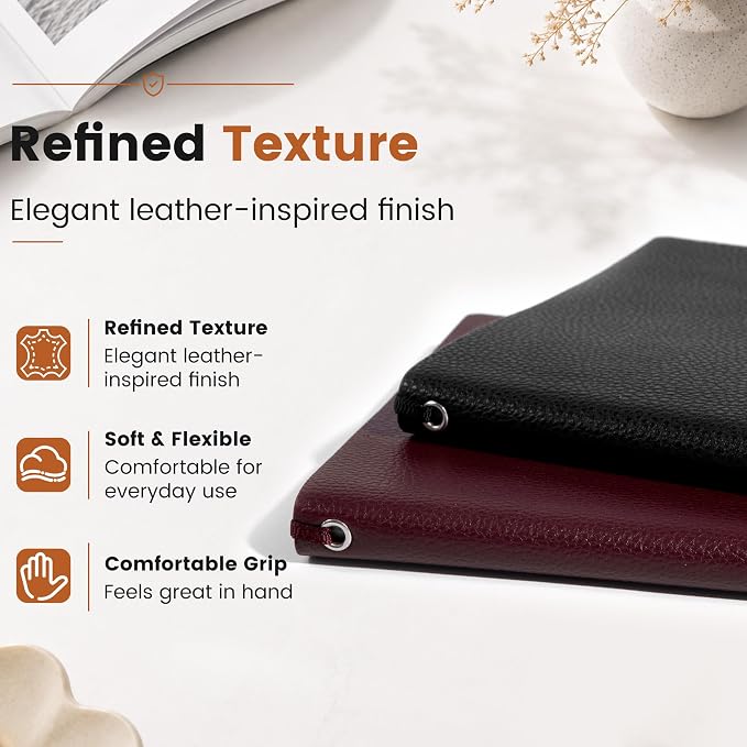 CAGIE Lined Journal Notebook for Men & Women,176 Pages A5 Medium Size, Softcover Leather Journals for Writing, College Ruled Notebook for Work & School, 100 GSM Thick Paper (5.7'' x 8.3'') (Black)
