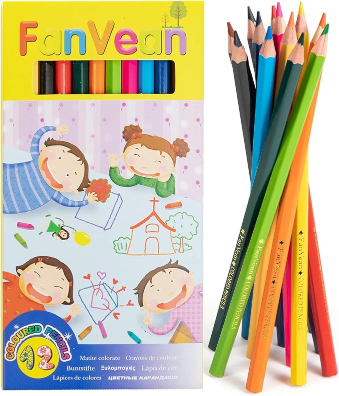 Colored Pencils,12 Count Presharpened Color Pencil,Classroom Set,School Supplies for Kids